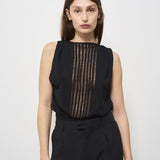 Top nero donna con ricamo frontale ULZIE BLACK IRO 