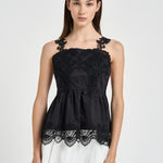 Top donna con ricami nero W08170581 BLACK MAURIZIO MYKONOS 