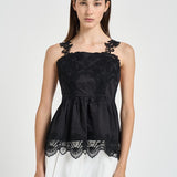 Top donna con ricami nero W08170581 BLACK MAURIZIO MYKONOS 