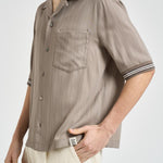 Camicia uomo a maniche corte tortora GMP02612 P00232760398 GOLDEN GOOSE 