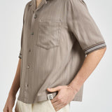 Camicia uomo a maniche corte tortora GMP02612 P00232760398 GOLDEN GOOSE 