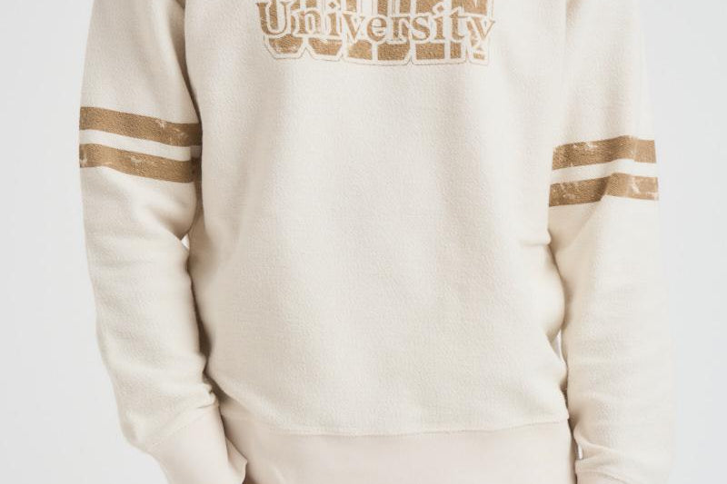Felpa uomo girocollo panna e oro GMP01223 P00213511616 GOLDEN GOOSE 