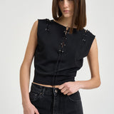 Top donna con lacci nero<BR/> FELICINE BLA0126S IRO 