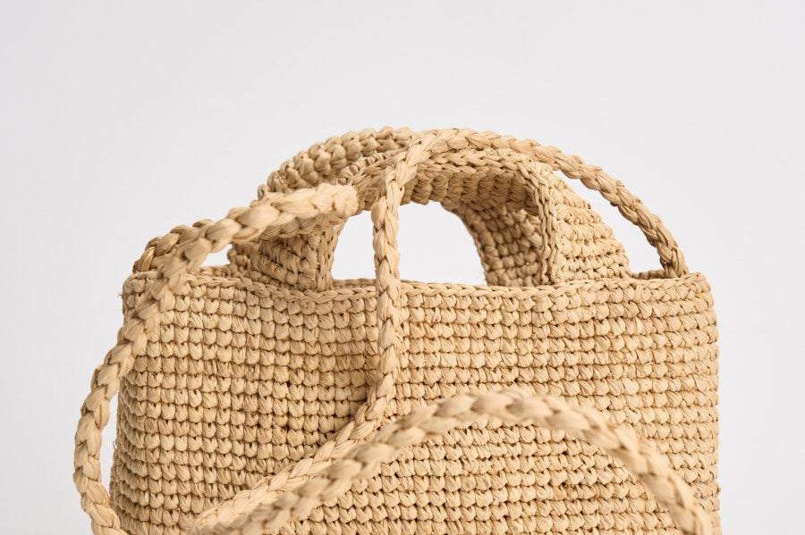 Borsa donna in rafia naturale ecru V8.8EW NATURAL MANEBI' 