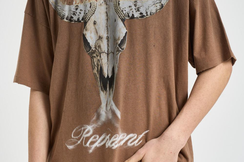 T-shirt uomo con stampa marrone 100592 16DUSTYBROWN REPRESENT 