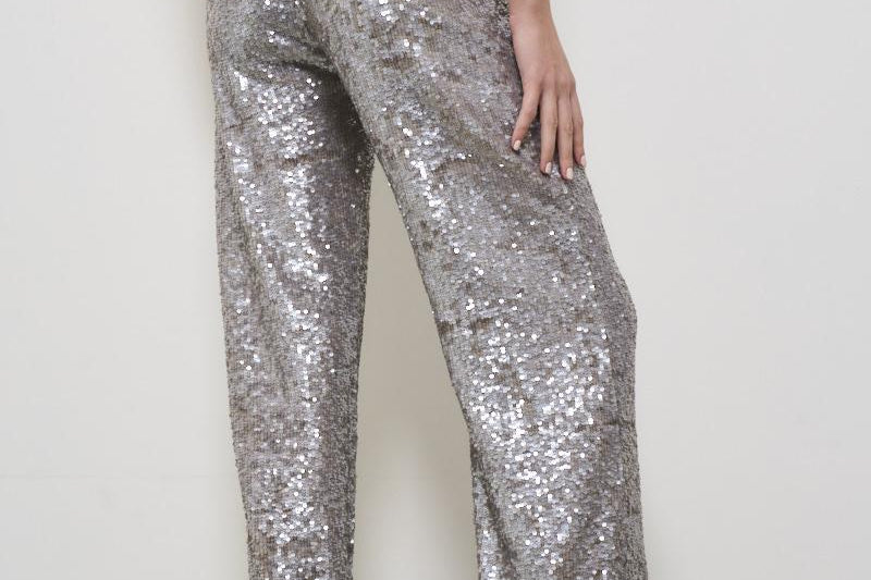 Pantalone donna Gong con paillettes argento D230733 GONG018 P.a.r.o.s.h. 