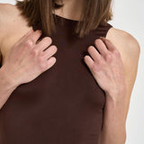 Abito donna lungo con frange marrone TM190159A DARKBROWN THE ANDAMANE 