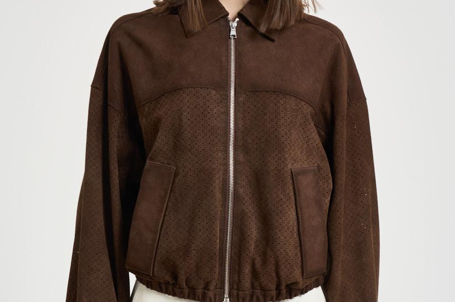 Giacca donna in suede marrone 7957 CACAO ACCADEMIE TESSILI 