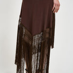 Abito donna lungo con frange marrone TM190159A DARKBROWN THE ANDAMANE 