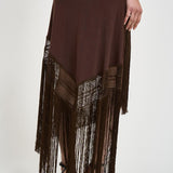 Abito donna lungo con frange marrone TM190159A DARKBROWN THE ANDAMANE 