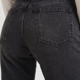 Jeans donna gamba dritta in denim nero STAR BLACKWASH HAIKURE 