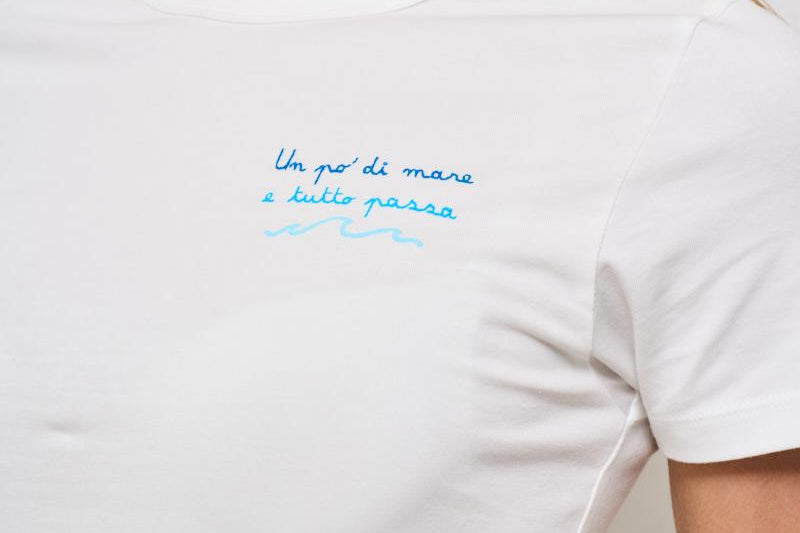 T-shirt donna girocollo bianca con scritta ESME 06029H MC2 SAINT BARTH 