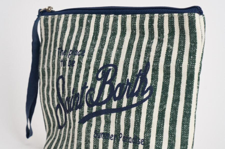 Pochette donna Aline in lino a righe verde ALINE 07803 MC2 SAINT BARTH 