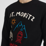 Maglia uomo girocollo con ricamo nera HERON STMORITZD00EMB MC2 SAINT BARTH 