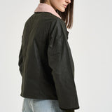 Giacca donna Beadnell Waxed verde scuro e rosa LWX1403 OL99 BARBOUR 