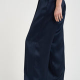 Pantalone donna con pinces satinato blu 12021 NAVY ANINE BING 
