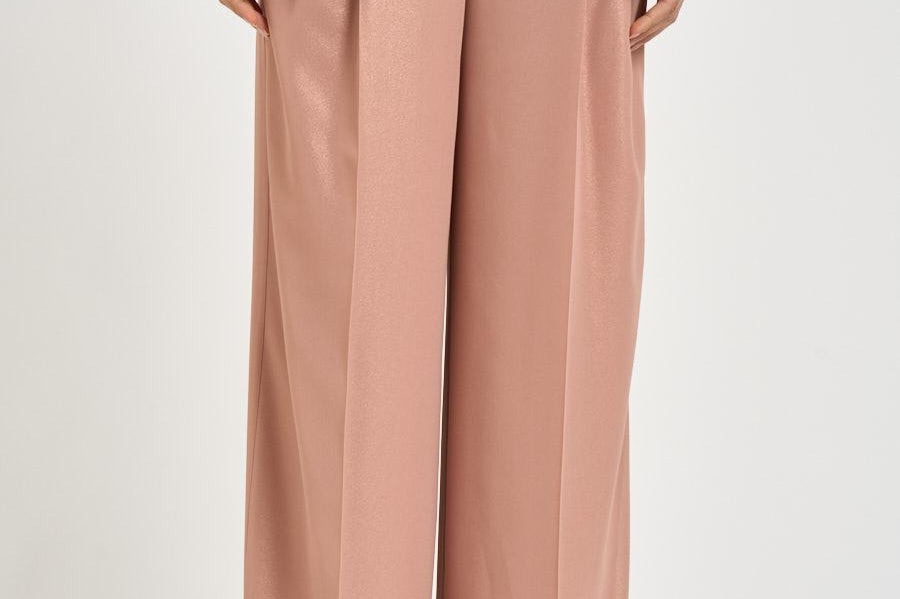 Pantalone donna a palazzo in georgette rosa E04185D 157 PESERICO 