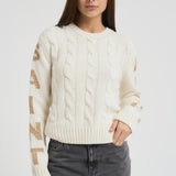 Maglia donna a trecce panna MALMO STB10 MC2 SAINT BARTH 