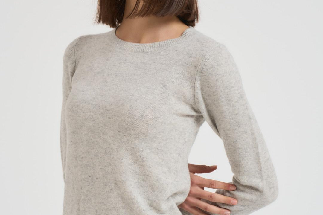 Maglia donna girocollo grigio chiaro CATELINA LIGHTGREY ABSOLUT CASHMERE. 