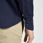 Camicia uomo in lino blu J66TNP UE7 ACCADEMIE TESSILI 