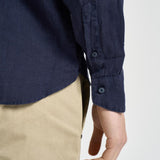 Camicia uomo in lino blu J66TNP UE7 ACCADEMIE TESSILI 