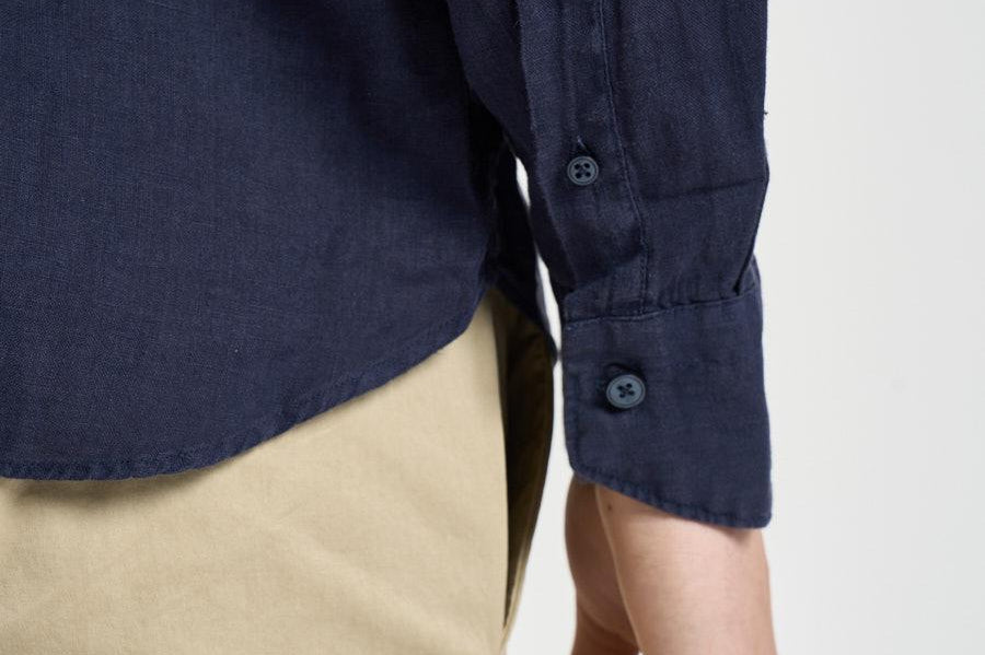 Camicia uomo in lino blu J66TNP UE7 ACCADEMIE TESSILI 