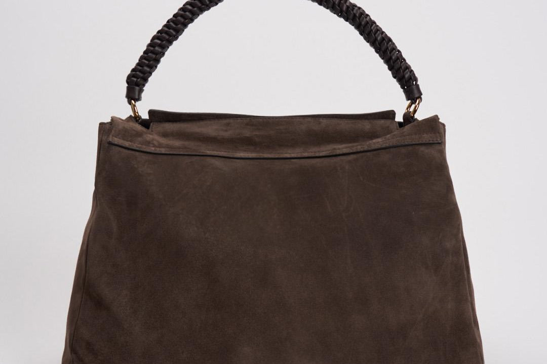 Borsa donna Sveva Peach XL a spalla in suede con tracolla moro B02185PEO TMORO ORCIANI 