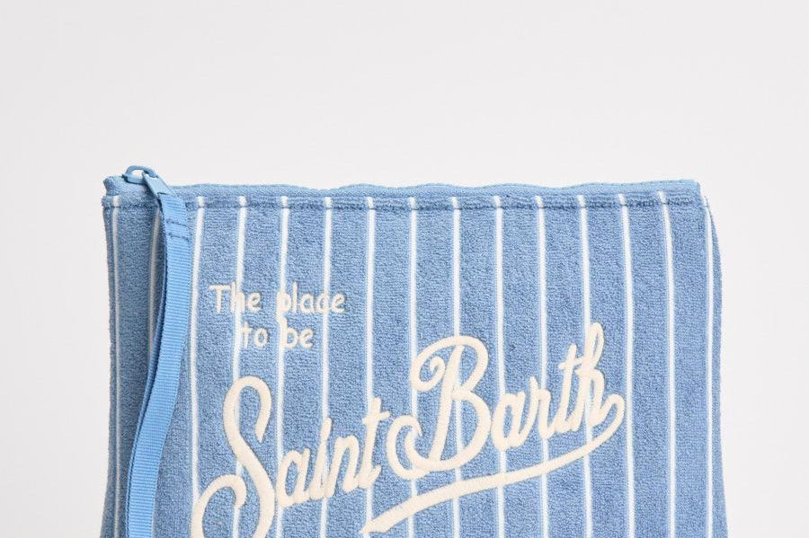 Pochette donna Aline in spugna a righe celeste ALINESPONGE 07447L MC2 SAINT BARTH 