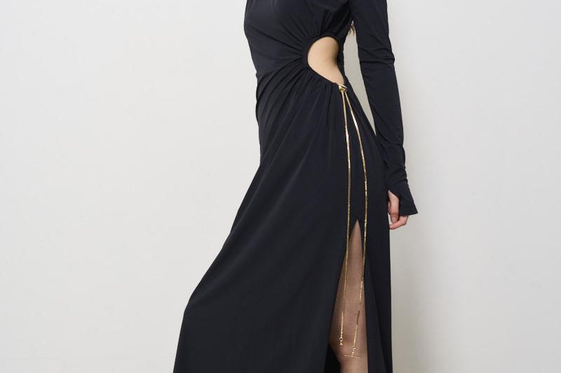 Abito donna lungo Octavia Dress nero 625SS6629O BLACK DANAME 