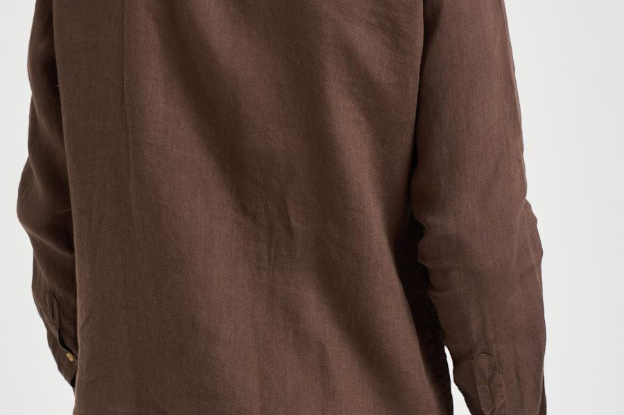 Camicia uomo in lino marrone J66TNP UR6 ACCADEMIE TESSILI 