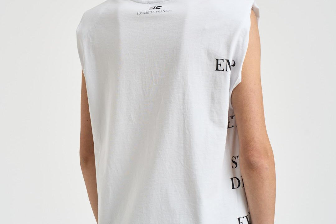 T-shirt donna bianca con scritte MA70P 270 ELISABETTA FRANCHI 
