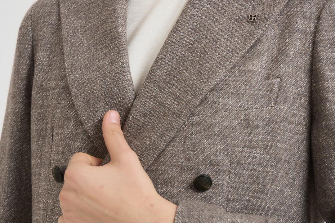 Giacca uomo doppiopetto in lana tortora 1SMC20K C90044T1250 TAGLIATORE 