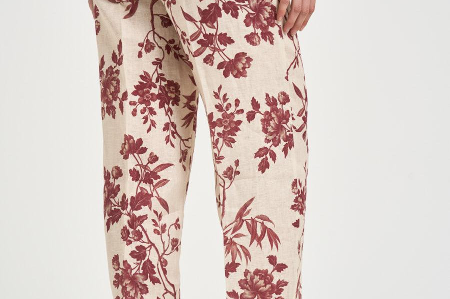 Pantalone donna stampa floreale panna S6SS66 FLW65 SEMICOUTURE 
