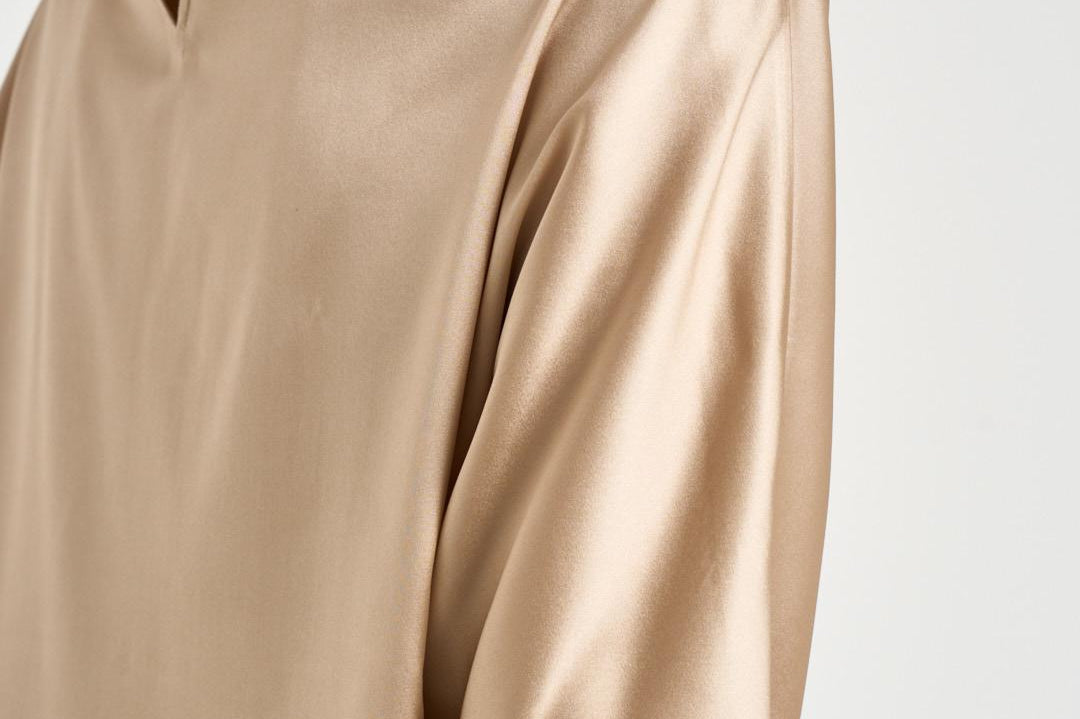 Blusa donna in raso beige A06871 2372E46E PESERICO 