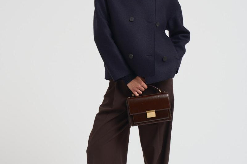 Cappotto donna corto doppiopetto blu AG2484 MLK358 HARRIS WHARF LONDON 