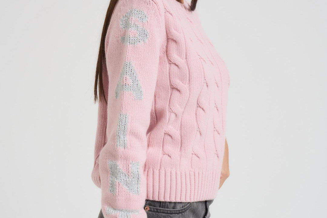 Maglia donna a trecce rosa MALMO STB21 MC2 SAINT BARTH 