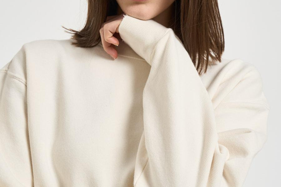Felpa donna girocollo panna GUP01872 P00157911560 GOLDEN GOOSE 