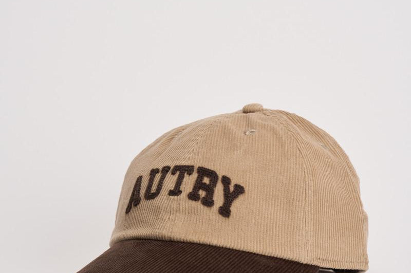 Cappellino uomo in velluto marrone e beige ACPU Q9BY AUTRY 