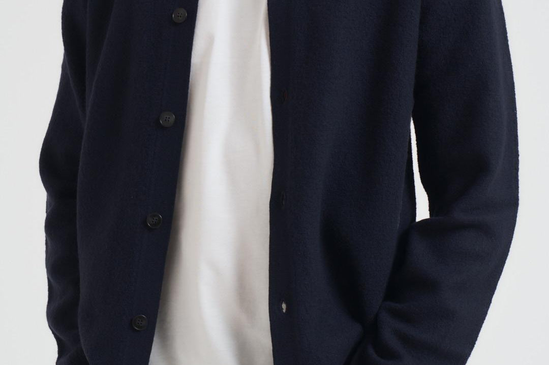 Cardigan Sarichard dritto in lana uomo blu M25300038 SALUTE SAMSØE SAMSØE 
