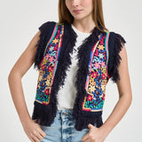 Gilet donna sfrangiato multicolor RAINBOW1GIL NAVY ANTIK BATIK 