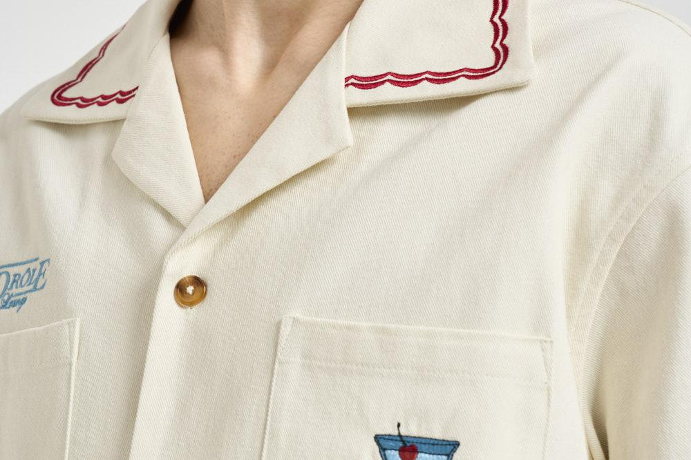 Camicia uomo a maniche corte panna SH227 CO215OW DROLE DE MONSIEUR 