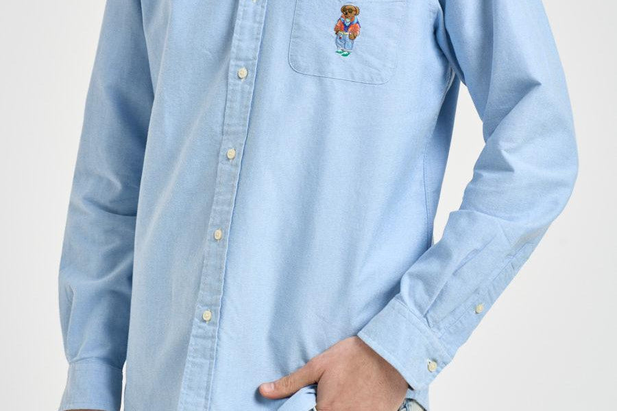 Camicia uomo Bear Oxford celeste 710B16703 001 RALPH LAUREN 