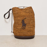 Borsa donna a secchiello in rafia marrone 428955892 002 RALPH LAUREN 
