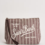 Pochette donna Aline in cotone a righe tortora ALINECOTTON 00242L MC2 SAINT BARTH 