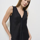 Top donna nero in lino D311664 BEACH25013 P.a.r.o.s.h. 