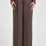 Pantalone donna fluido satinato marrone A04302 01943151 PESERICO 