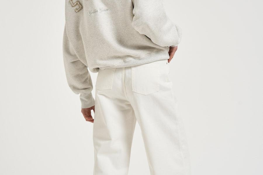 Felpa donna grigia con ricamo e cristalli GUP02716 P00241360665 GOLDEN GOOSE 