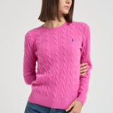 Maglia donna girocollo a treccia rosa 211971865 008 RALPH LAUREN 