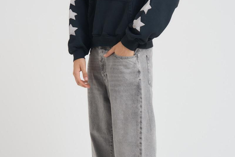 Felpa uomo con cappuccio grigia HO10012 VINTAGEBLACK0027 RHUDE 