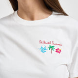 T-shirt donna girocollo bianca con ricamo EMILIE 09769L MC2 SAINT BARTH 